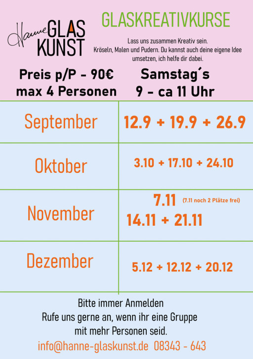 Kurse von September - Dezember 2026